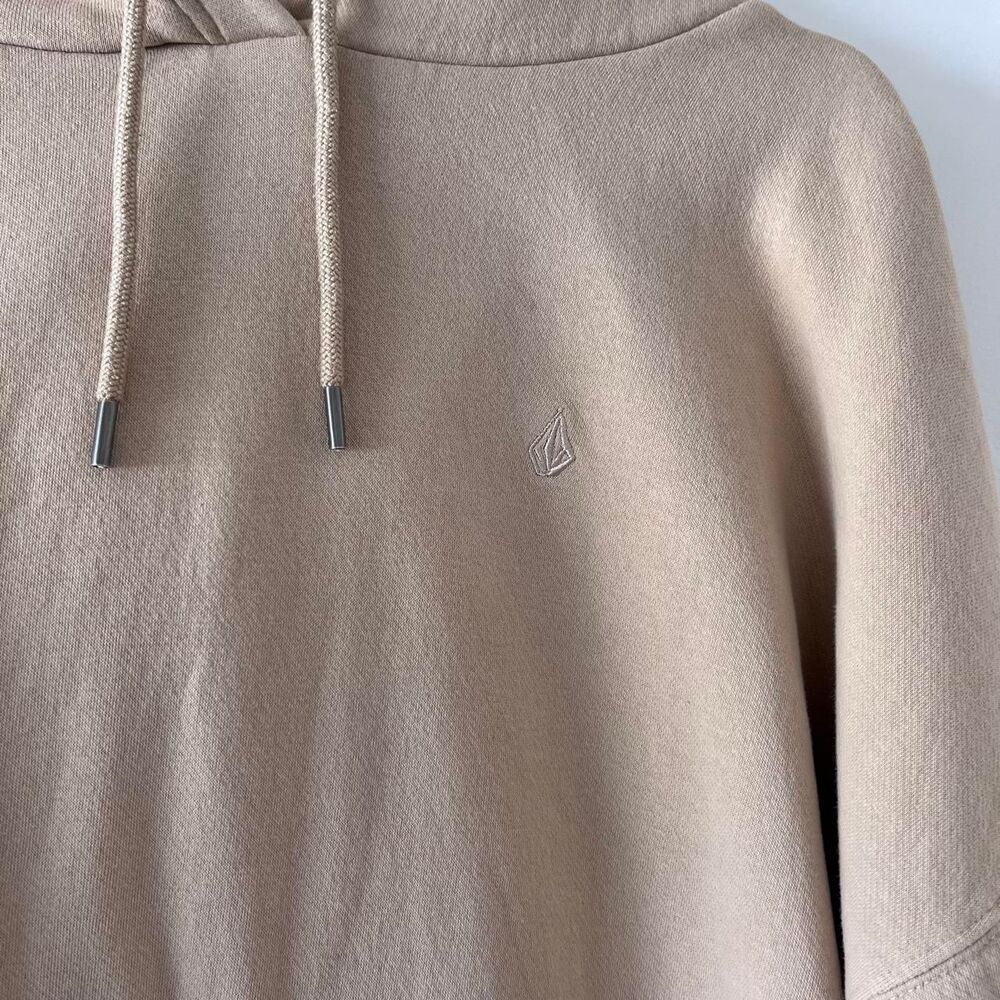 Volcom Tan Hoodie Oversized Sweatshirt Embroidered Stone Logo Size Medium - Picture 4 of 8